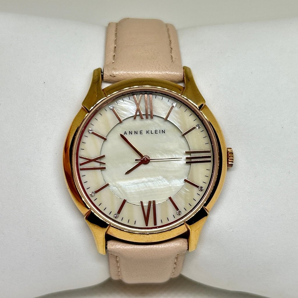 Anne Klein Women Watch 36mm Rosegold Tone Quartz Mop Dial Roman Numerals Running
